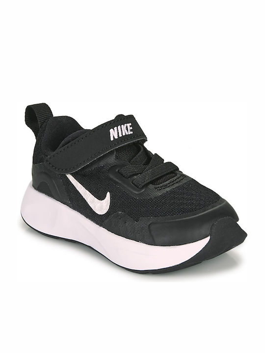 Wearallday Kids Sports Shoes Running with Hoop & Loop Closure Black / White