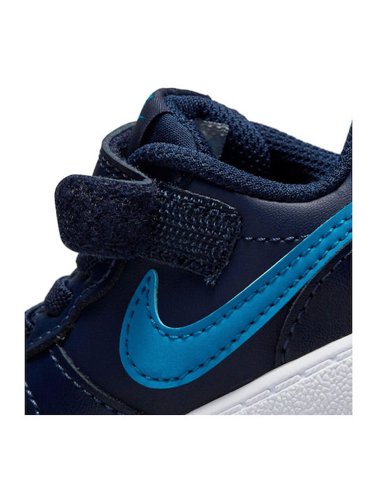 Court Borough Kids Sports Shoes with Hoop & Loop Closure Midnight Navy Imperial Blue Black