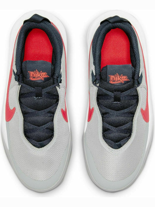 Hustle Team Hustle 10 Kids Sports Shoes Basketball with Laces Light Smoke Grey / Bright Crimson
