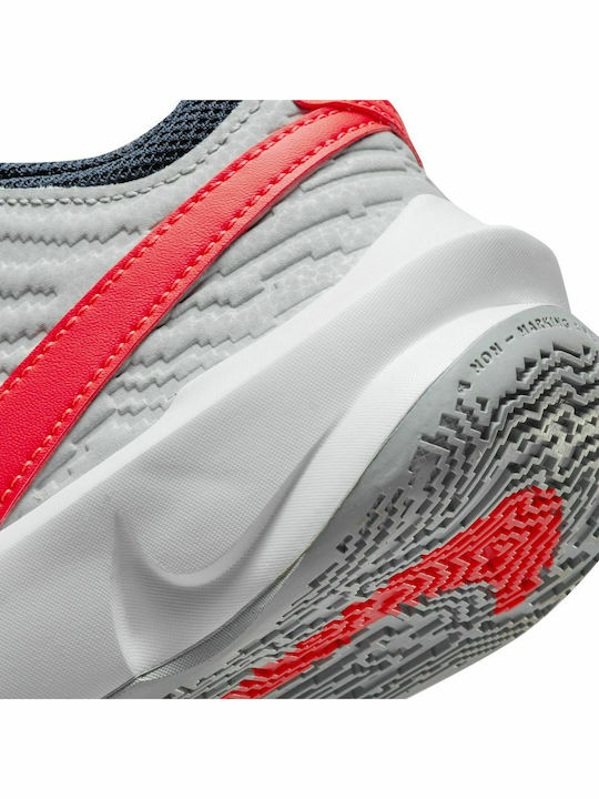 Hustle Team Hustle 10 Kids Sports Shoes Basketball with Laces Light Smoke Grey / Bright Crimson