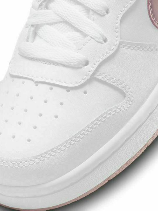 Kids Sports Shoes Basketball with Hoop & Loop Closure White / Pink Glaze