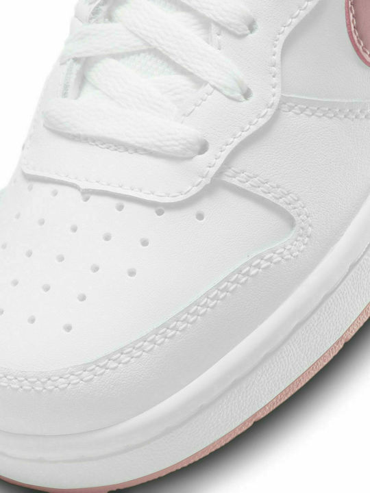 Kids Sports Shoes Basketball with Hoop & Loop Closure White / Pink Glaze