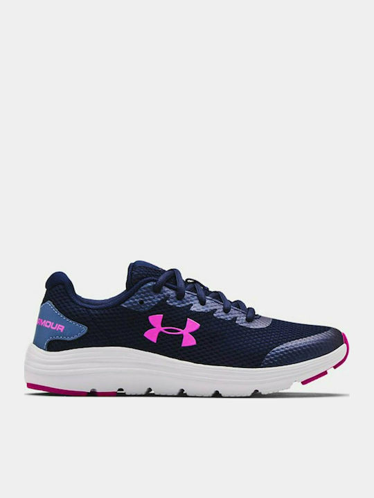 UA GS Surge 2 Kids Sports Shoes Running with Laces Navy Blue