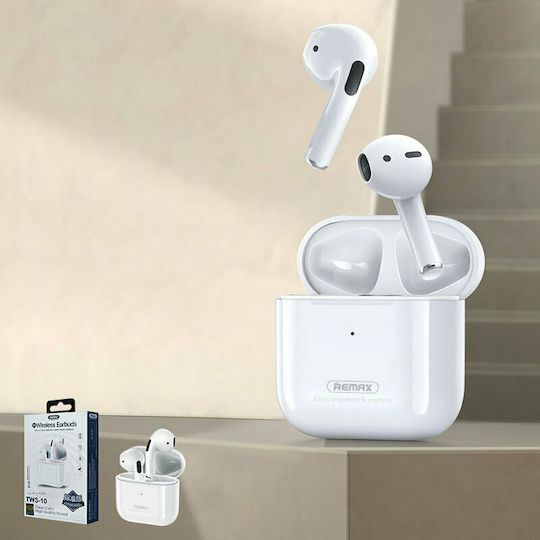 Remax TWS-10i Earbud Bluetooth Handsfree Ακουστικά με Αντοχή στον Ιδρώτα και Θήκη Φόρτισης Λευκά