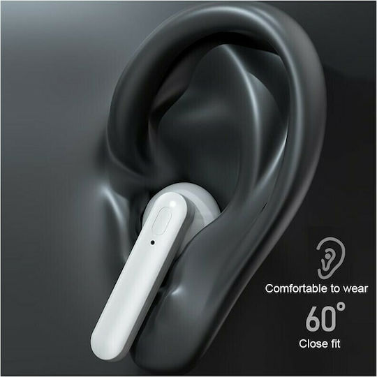 WK TWS V31 Earbud Bluetooth Handsfree Ακουστικά με Θήκη Φόρτισης Λευκά