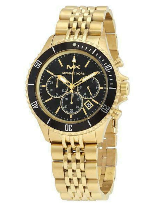 Michael Kors Bayville Ανδρικό Ρολόι 44mm Χρονογράφος Μπαταρίας με Χρυσό Μεταλλικό Μπρασελέ