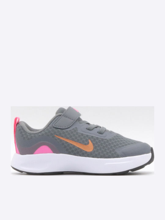 Wearallday Kids Sports Shoes Running with Hoop & Loop Closure Smoke Grey / Metallic Copper / Pink Glow