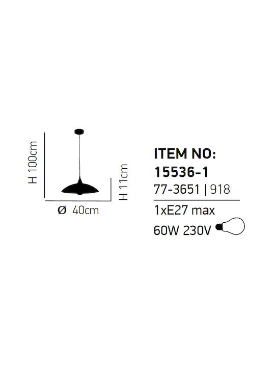Home Lighting Seher Κρεμαστό Φωτιστικό Γκρι με Ντουί E27 40εκ.