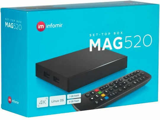 Infomir TV Box MAG520w3 4K UHD με WiFi USB 2.0 / USB 3.0 1GB RAM και 4GB Αποθηκευτικό Χώρο με Λειτουργικό Linux