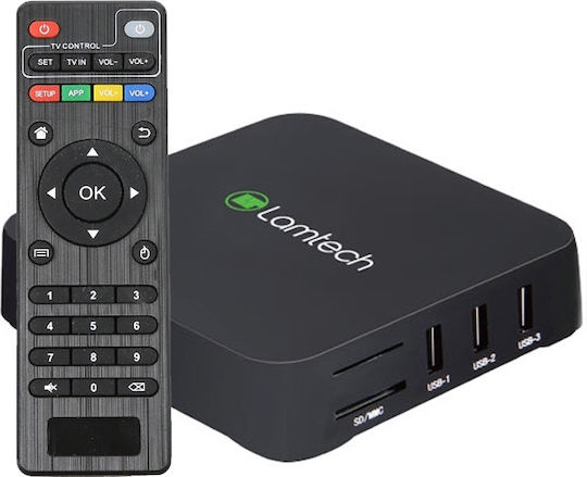 Lamtech TV Box LAM020908 4K UHD with WiFi USB 2.0 2GB RAM and 16GB Storage Space with Operating System Android 10.1