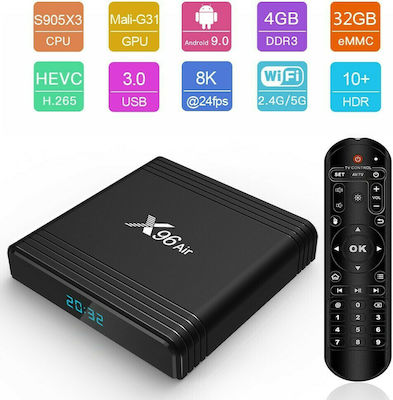 TV Box X96 Air 8K UHD με WiFi USB 2.0 / USB 3.0 4GB RAM και 32GB Αποθηκευτικό Χώρο με Λειτουργικό Android 9.0