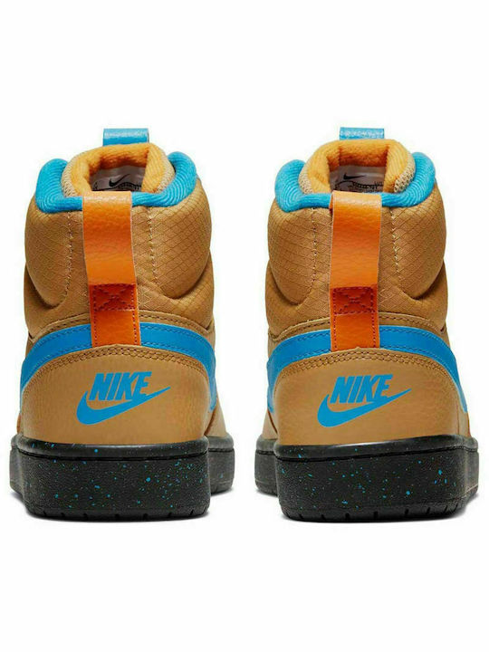 Court Court Borough Mid 2 Boot PS Kids Sports Shoes with Laces Club Gold / Blue Hero / Kumquat