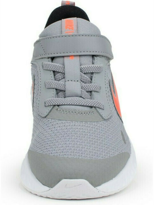 Revolution Revolution 5 PSV Kids Sports Shoes Running with Hoop & Loop Closure Lt Smoke Grey / Total Orange