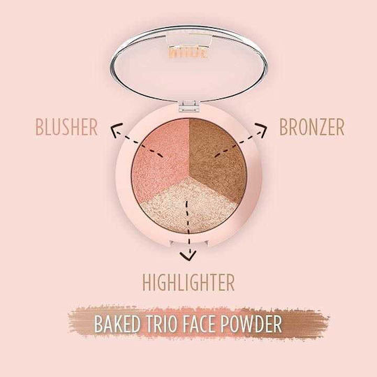 Golden Rose Nude Look Baked Trio Makeup Palette for the Face 19.5gr