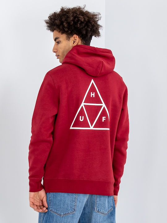 HUF Men's Sweatshirt with Hood and Pockets Bloodstone