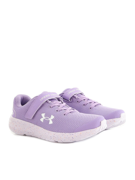 Pre School UA Pursuit 2 AC Kids Sports Shoes Running with Hoop & Loop Closure Lilac