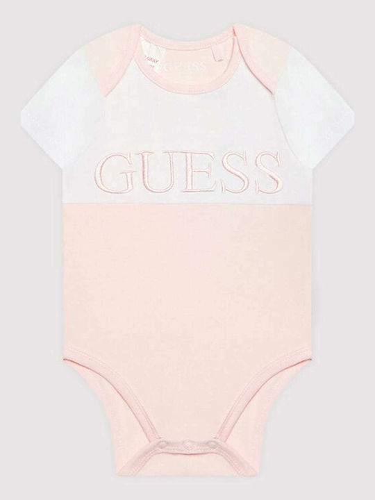 Guess Baby Bodysuit Set Short-Sleeved with Pants Pink