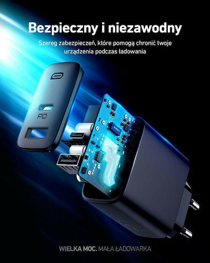 Aukey Φορτιστής Χωρίς Καλώδιο με Θύρα USB-A και Θύρα USB-C 32W Power Delivery Μαύρος (PA-F3S)