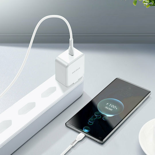 Dux Ducis Incarcător Fără Fir Cu Port USB-C 30W SuperCharge Livrarea Energiei Quick Charge 3.0 Alb C100