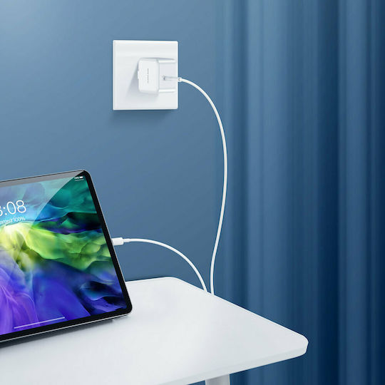 Dux Ducis Incarcător Fără Fir Cu Port USB-C 30W SuperCharge Livrarea Energiei Quick Charge 3.0 Alb C100