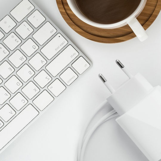 Forcell Φορτιστής με Θύρα USB-C και Καλώδιο USB-C - USB-C 25W Power Delivery Λευκός (5903396108099)