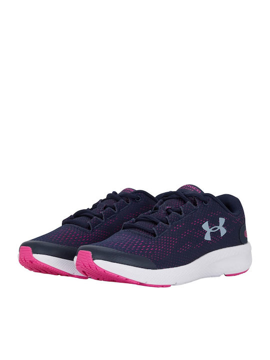 Charged Pursuit 2 Kids Sports Shoes Running with Laces Navy Blue