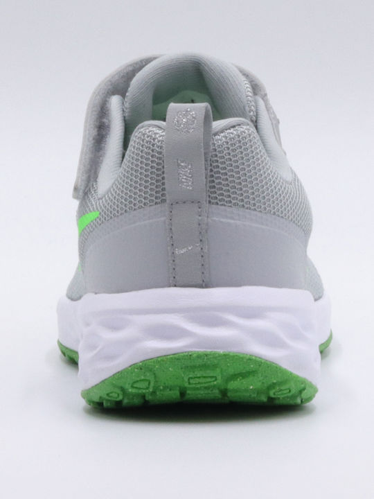Revolution 6 Kids Sports Shoes Running with Hoop & Loop Closure Lt Smoke Gray Green Strike Dk Smoke Gray