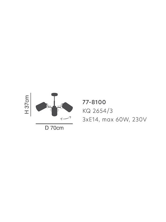 Home Lighting KQ 2654/3 Shiro Pendant Light White with Socket E14, E.14 37x70x37cm