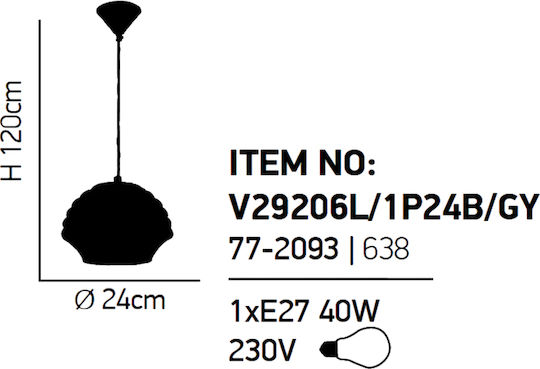Home Lighting Solo Регулируема Висящо Осветително Тяло Прозрачен с Цокъл E27 24x24x120см.