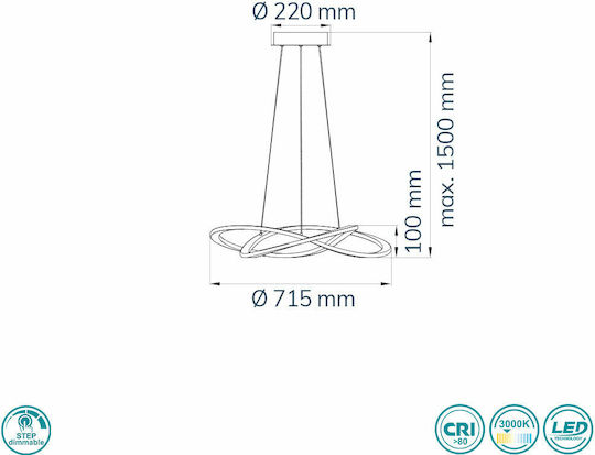 Wofi Ohio Pendant Light Black 71.5cm