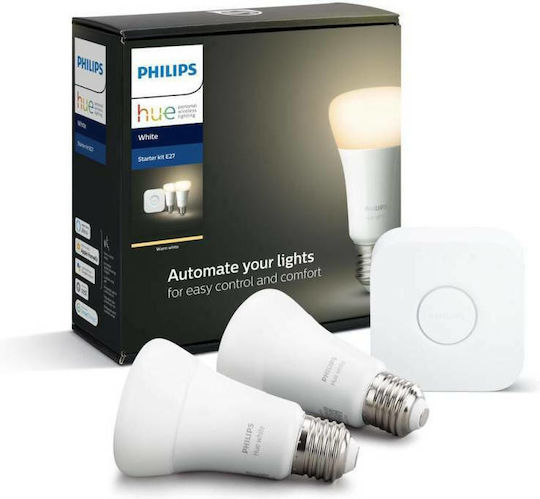Philips Smart LED Bulbs 9.5W for Socket E27 and Shape A60 Warm White 1055lm Dimmable 2pcs