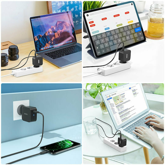 Choetech GaN Wireless Charger with USB-C Port 60W Power Delivery Black