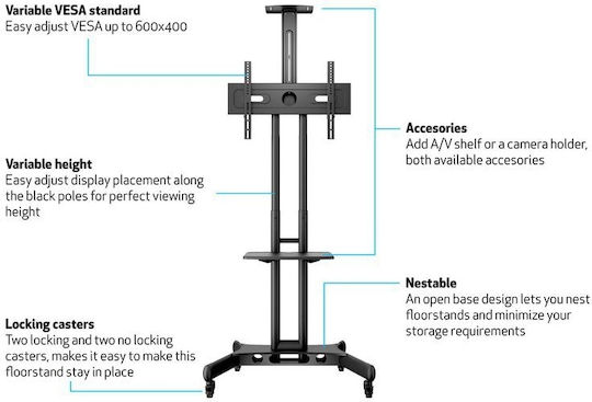 Multibrackets M Public Floorstand Basic Стойка за телевизор Подов до 60" и 50кг