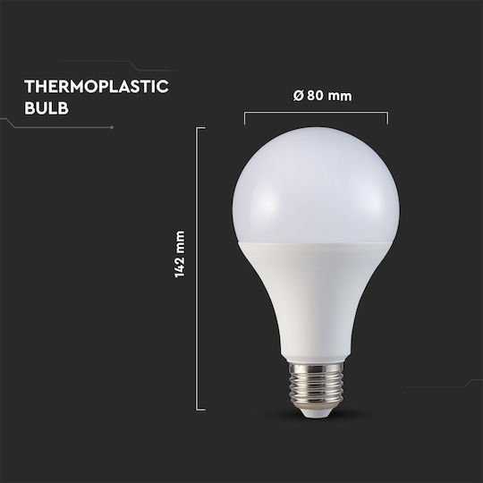 V-TAC VT-2218 Λάμπα LED 18W 80mm για Ντουί E27 και Σχήμα A80 Θερμό Λευκό 2000lm