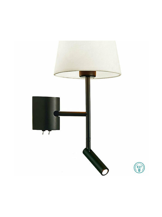 Viokef Sonia Modern Leuchte Wand mit Fassung E27 und Schalter Schwarz 47cm
