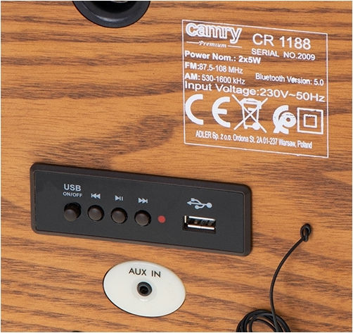 Camry CR 1188 Retro Επιτραπέζιο Ραδιόφωνο Ρεύματος με Bluetooth και USB Καφέ