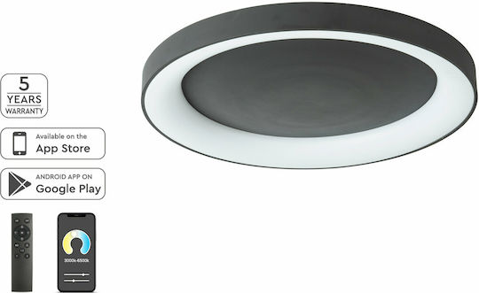 Home Lighting Amaya Smart Πλαφονιέρα Οροφής 80εκ. Ασημί με Ενσωματωμένο LED και Τηλεχειριστήριο