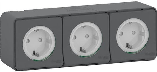 Schneider Electric Mureva Styl Triple Power Safety Socket Ανθρακί