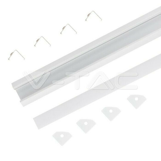 V-TAC На открито Алуминиев Профил за LED Лента Ъглово с Опал Покритие 200x1.9x1.9см.