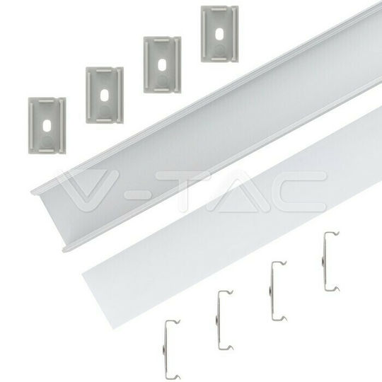 V-TAC На открито Алуминиев Профил за LED Лента с Опал Покритие 200x3x2см.