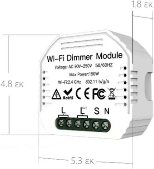 MOES Moes MS-105 Smart Switch Dimmer 1 Καναλιού Wi-Fi (με Ουδέτερο)