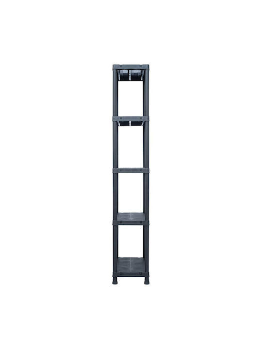 Plastic Outdoor Shelving Unit with 5 Shelves Black 60x30x180cm