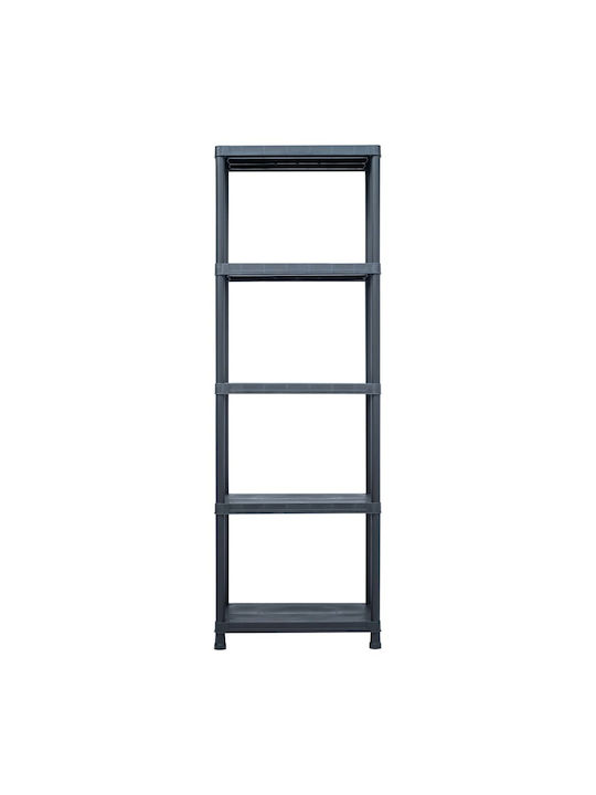 Plastic Outdoor Shelving Unit with 5 Shelves Black 60x30x180cm
