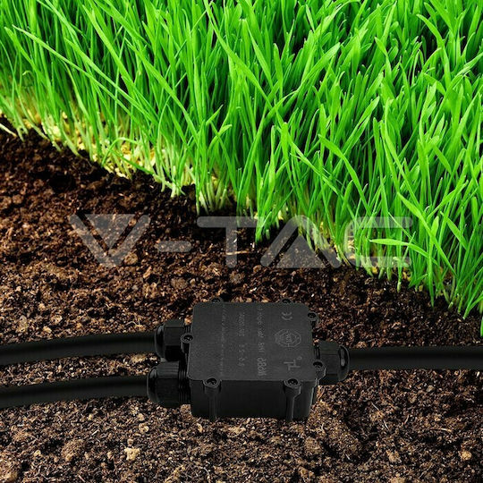 V-TAC Surface Mounted Electrical Box Branching Watertight IP68 Single to Double Spotlights in Black Color