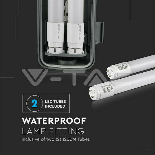 V-TAC Lighting Batten Outdoor with 2 LED Lamps T8 18W 126cm