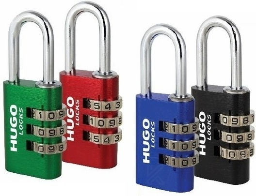 Hugo Locks PA20 Aluminum Padlock Brass Combination Green 20mm Green 1pcs