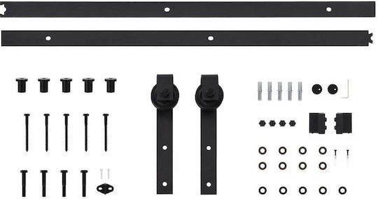 vidaXL Sliding Door Mechanism for Middle Door 183cm Black