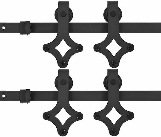 vidaXL vidaXL Sliding Door Mechanism for Middle Door 200cm Black