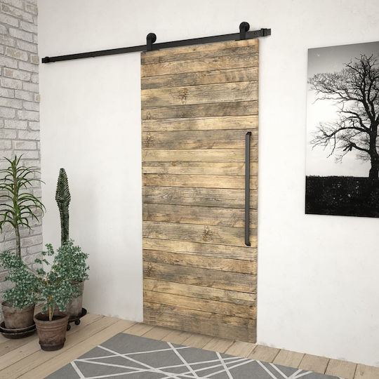 vidaXL Sliding Door Mechanism for Middle Door 200cm Black