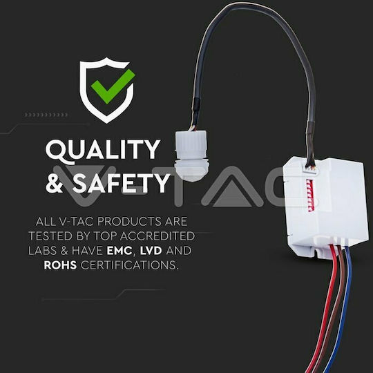 V-TAC VT-8022 Wired Infrared Motion Sensor 120° Detection Angle 6m Scope